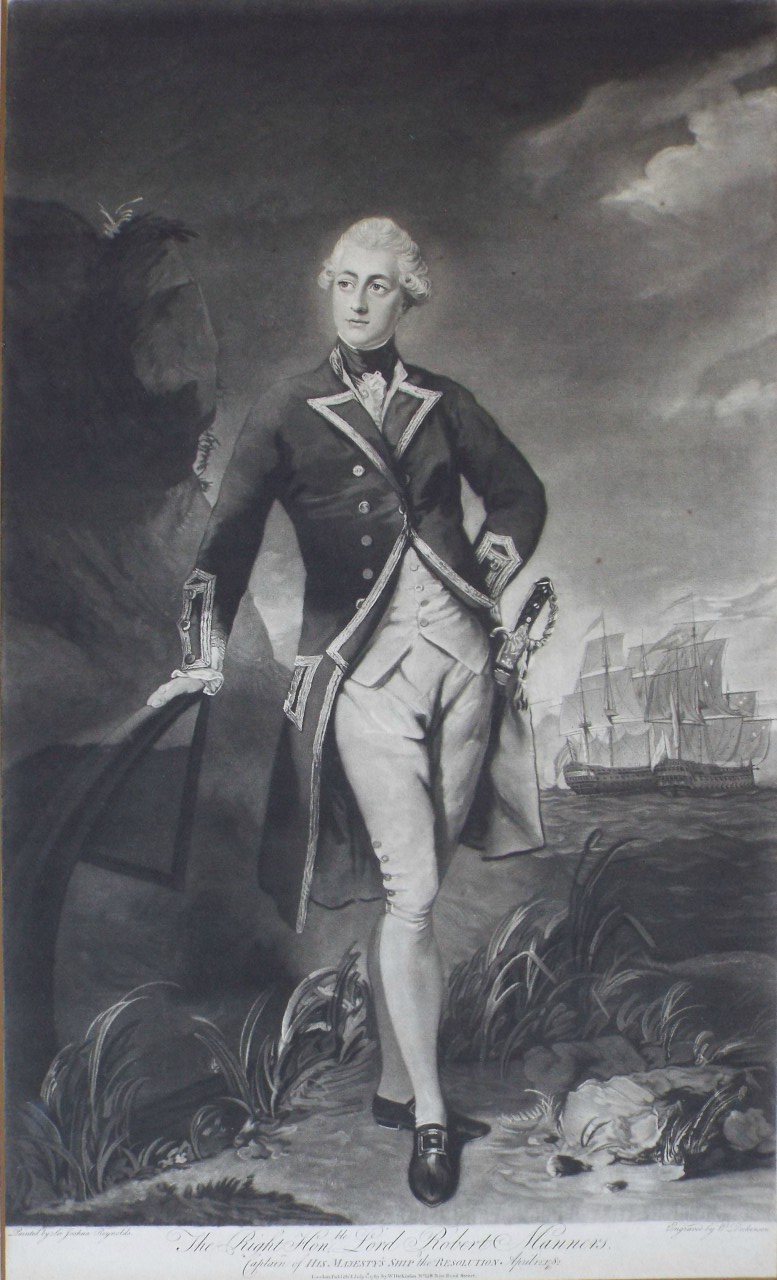 Mezzotint - The Right Honble. Lord Robert Manners. Captain of His Majesty's Ship  the Resolution. April 12 1782. - Dickinson